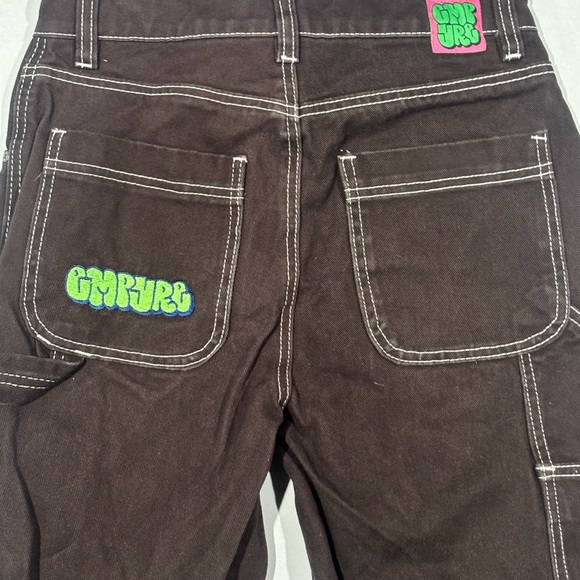 Empyre Pants Womens 2 Brown Tori Embroidered Carpenter Workwear High Rise Skater - Picture 12 of 13